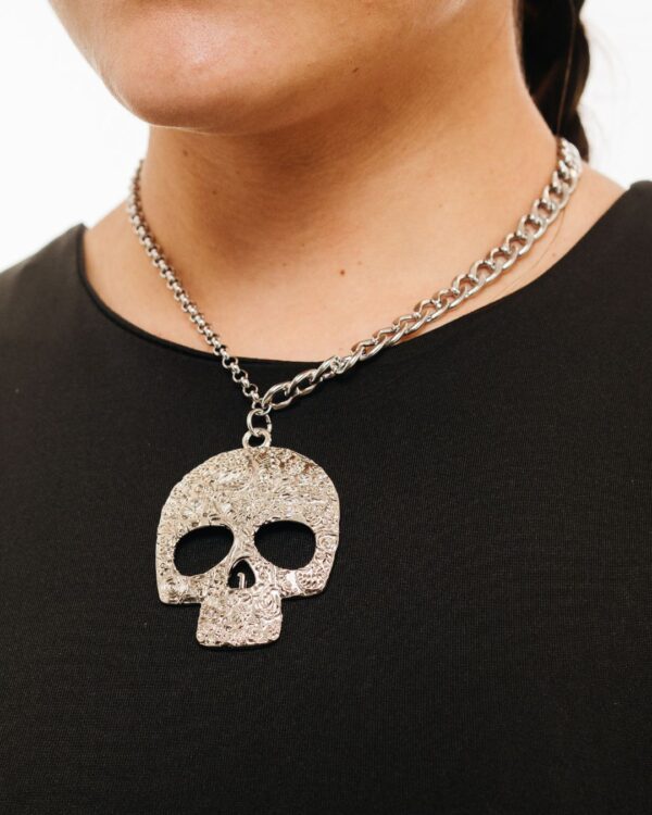 REBELION-Accesorio, cadenas de acero quirúrgico con dije de calavera grande con dibujos