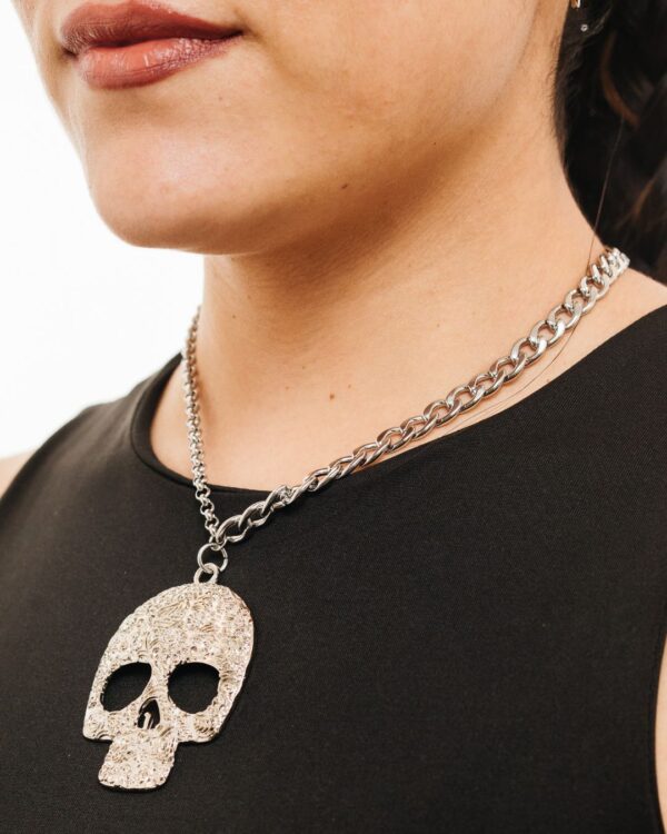 REBELION-Accesorio, cadenas de acero quirúrgico con dije de calavera grande con dibujos